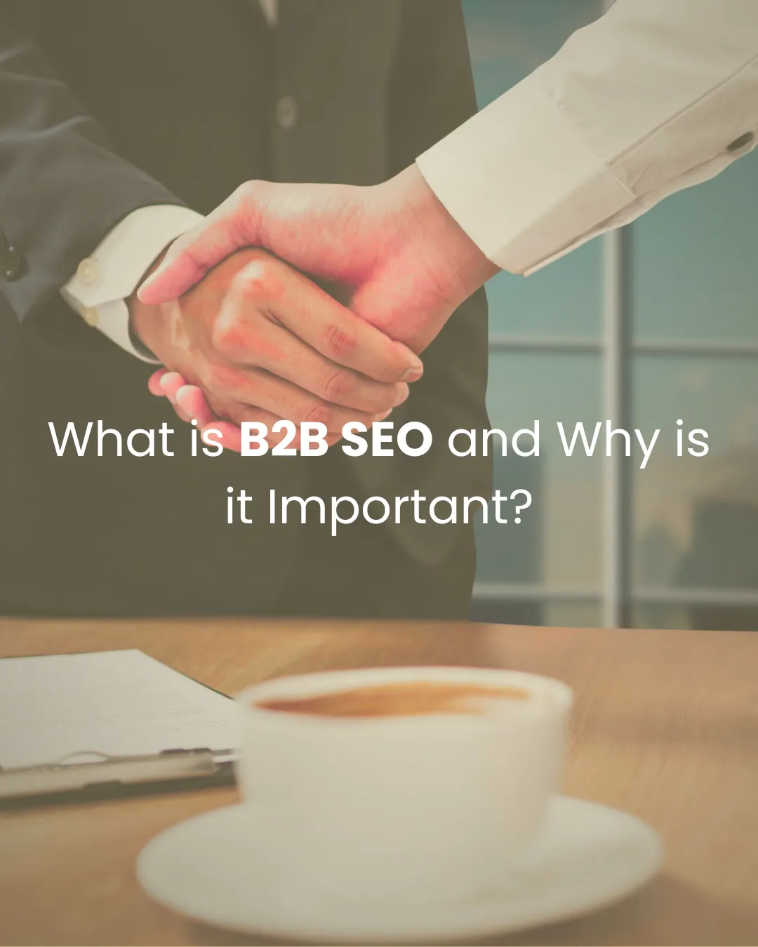 Abstract B2B SEO dashboard with search and business metrics